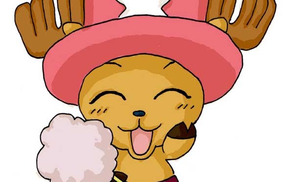 Tony Chopper le renne mange de la barbe à papa