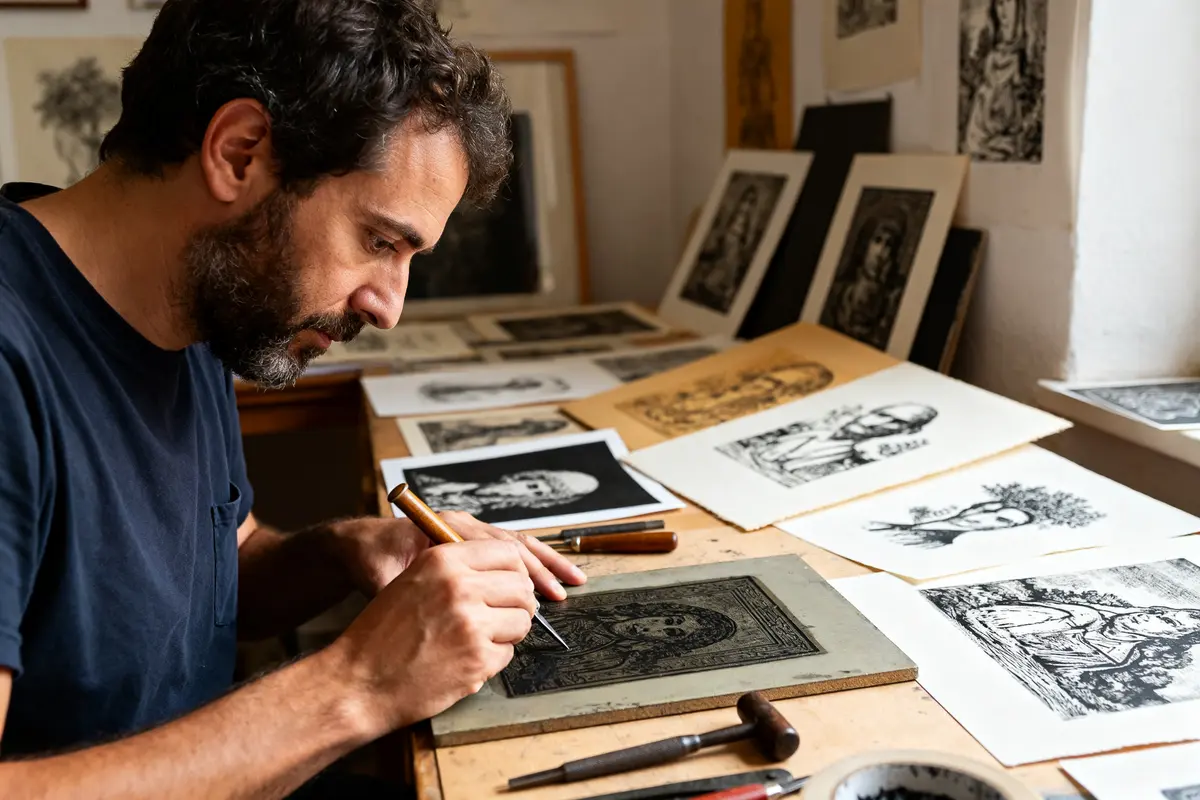 Charles Houriez graphiste : créations inspirées d’estampes et gravures